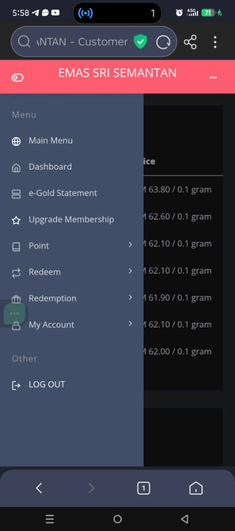 3. Buka menu sebelah kiri atas. Klik pada "Upgrade Membership"
